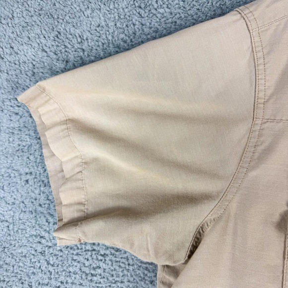 Wrangler Wrancher Shirt Mens XL Tan Western Pearl Snap Short Sleeve Yoke Cowboy - Picture 8 of 13